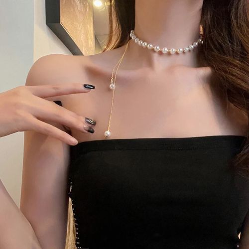 Metal Pearl Choker Necklace