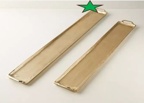 Plain Metal Long Decorative Tray, Color : Golden For Serving