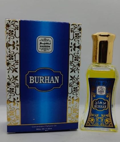 Naseem Burhan Concentrated Perfume Oil, Color : Blue, Packaging Type : Glass