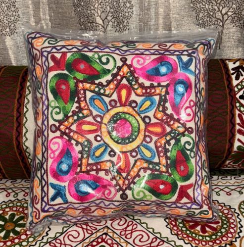 Cotton 20x20 Inch Handicraft Cushion, Shape : Square