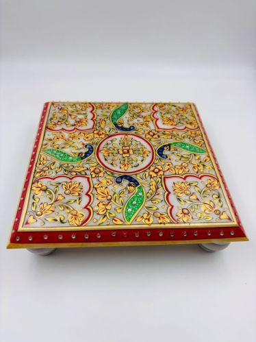Dehati Bazar Marble Chowki 9x9, Color : Multi Color, Weight : 2.300 Kg