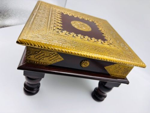 Wooden Brass Fitted Chowki 10x10