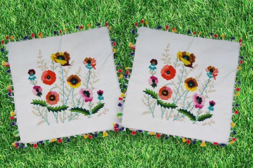 Handmade Multicolor Spring Easter Flower Embroidered Cushion Covers