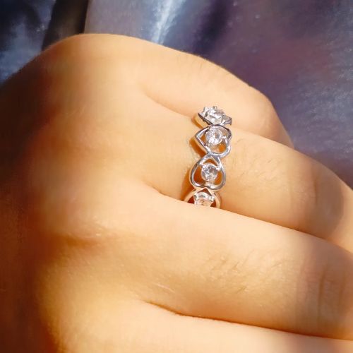 925 Silver Crystal Heart Ring Customised Casual Wear, Gender : Female
