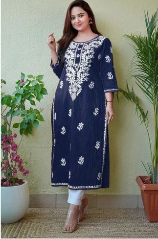 Cotton Embroidery Chikankari Kurti S, L, Xl