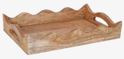 Polished Plain Fancy Mango Wood Tray, Color : Brown 16x10x2 Inch