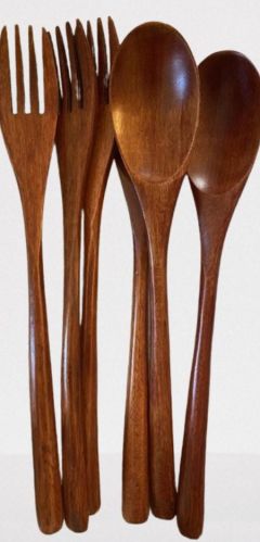 Plain Wooden Cutlery Set, Color : Brown