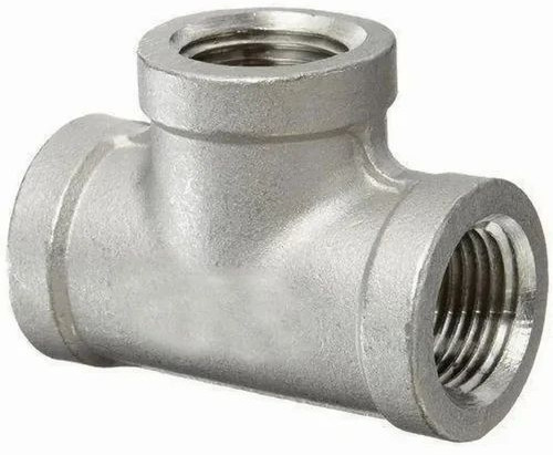 Polished Mild Steel Threaded Tee, Color : Silver, Dimension : 200-300mm For Pipe Fitting