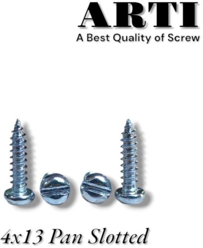 4x13 Pan Slotted Self Tapping Screw, Thread Type : Full Threaded, Length : 13mm