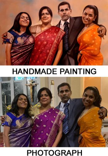 Canvas Fine Family Paintings, Color : Brown Portrait For Wall Decoration, Home Decoration, Pooja Room Decoration