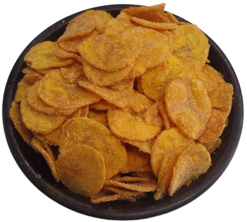 Cheese Flavoured Banana Chips, Color : Brownish, Packaging Type : Packet For Human Consumption