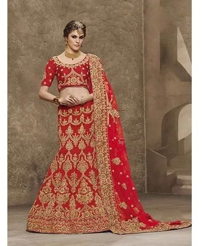 Embroidered Bridal Lehenga, Technics : Machine Made