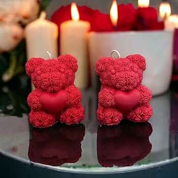 Plain Paraffin Wax Red Teddy Bear Candle For Decoration, Lighting