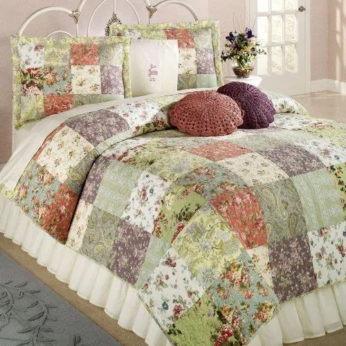 Printed Cotton Single Bed Quilt, Technics : Machine Made For Bedroom Use