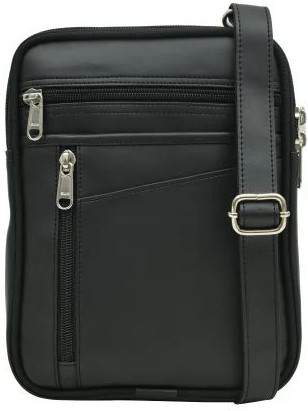 Plain Black Leather Sling Bag 24 X 18.5 X 4.5 Cm, Closure Type : Zipper