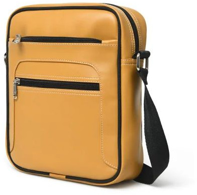 Plain Mustard Leather Sling Bag 25.5 x 6.5 x 22 cm