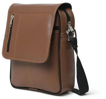Plain Brown Leather Sling Bag 26 X 6.5 X 22 Cm