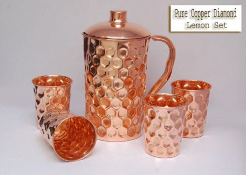 Polished Pure Copper Lemon Set, Color : Golden For Serving