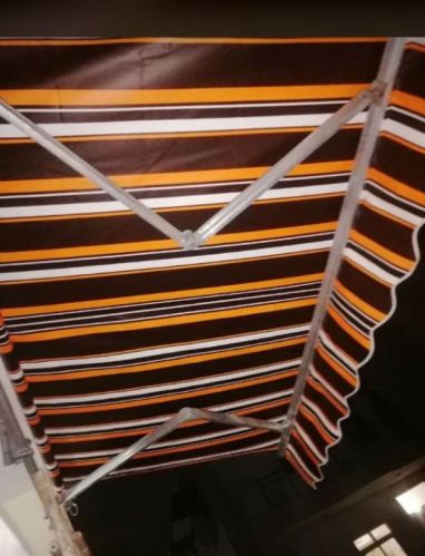 Striped PVC Terrace Awning, Color : Multicolor, Frame Material : Metal For Window