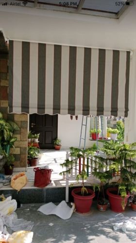 Striped PVC Vertical Awning, Frame Material : Metal, Specialities : Fine Finishing, Anti Corrosive