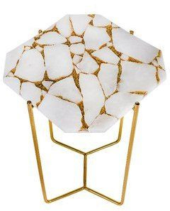 White Gold Glitter Quartz Stone Table Top