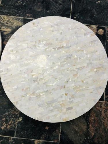 Polished White Mop Table Top, Shape : Round, Weight : 60-80kg