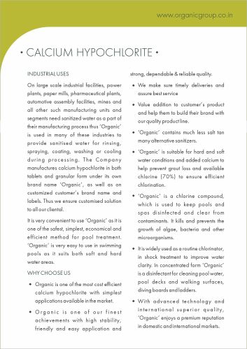 Aqua Org Calcium Hypochlorite, Grade : Industrial Grade