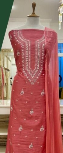 Simple Collar Chikankari Suit, Fit Type : Regular Fit, Packaging Type : Poly Bag