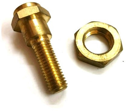 Brass Nut Bolt, Color : Golden For Used In Machinery, Electrical Fittings, Plumbing, Automotive, Decorative Applications