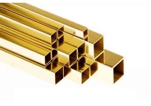 Brass Square Pipe, Color : Golden