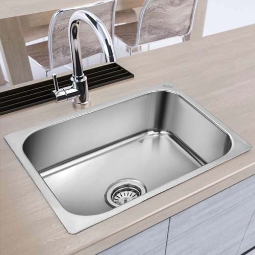 Polished Stainless Steel Kitchen Sink, Color : Silver