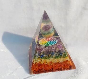Multicolor Seven Chakra Orgone Pyramid For Healing