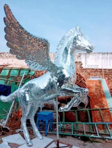 Glass Mirror Horse, Color : Silver For Exterior Decor