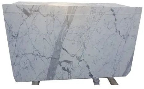 Polished Italian Statuario Marble Slab, Color : White For Flooring Use