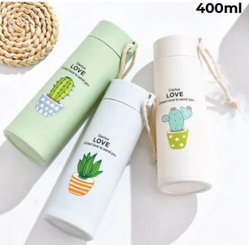 Cactus Print Glass Water Bottle, Packaging Type : Paper Box, Storage Capacity : 400ml