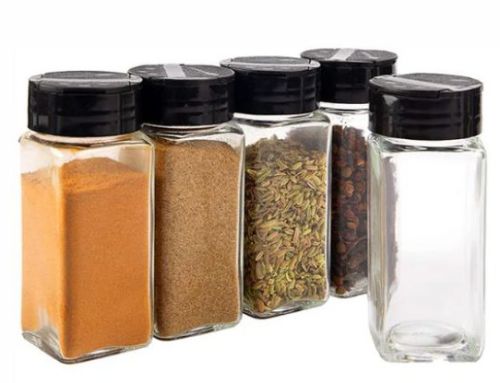 Square Spice Glass Container, Color : Transparent