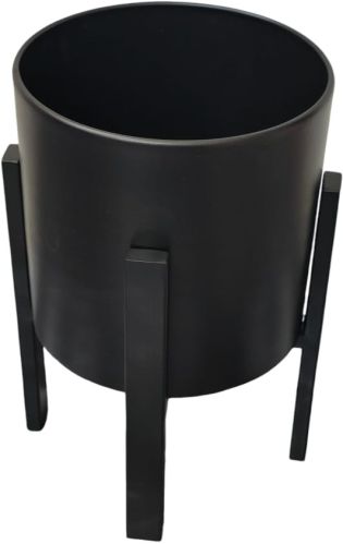 Powder Coated Plain IR1002BK Iron Floor Planter 8.5X8.5X12 Inch