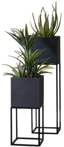 Powder Coated Plain IR1004BK Iron Planter Set, Color : Black