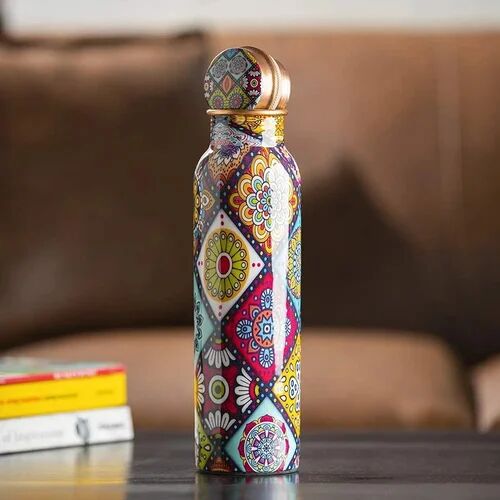 Printed Copper Water Bottle, Color : Multicolor, Packaging Type : Paper Box