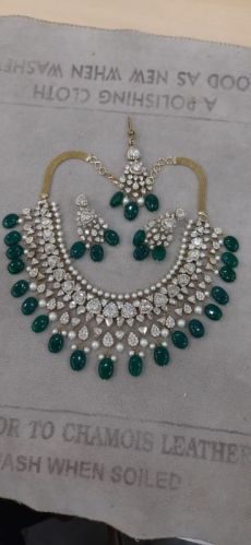 Semi Precious Stone Beads Jewellery, Color : Grey Party Wear