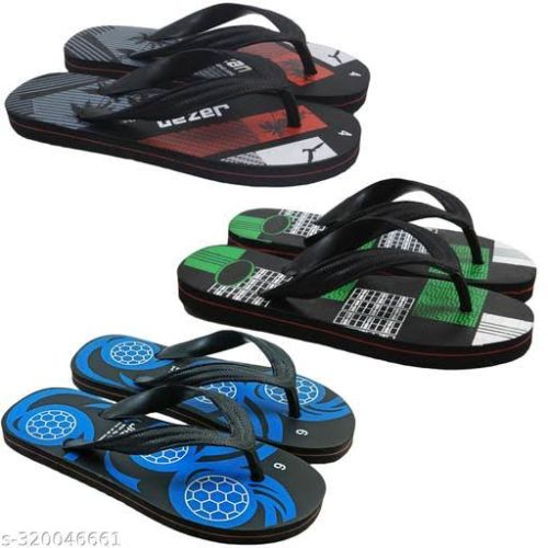 Strideair Printed Rubber Hawai Slippers, Gender : Male