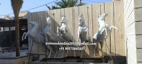 Plain Fiberglass Horse Statue, Color : White, Technics : Handmade
