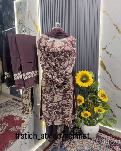 Printed Embroidered Fabric Party Wear, Festive Wear, Ethnic Wear
