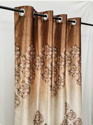 Coffee Armani Digital Print Curtain Window 5 Feet, Door 7 Feet, Long Door 9 Feet