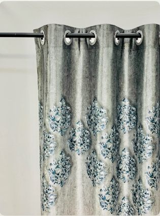 Grey Armani Digital Print Curtain Window 5 Ft, Door 7 Ft, Long Door 9 Ft