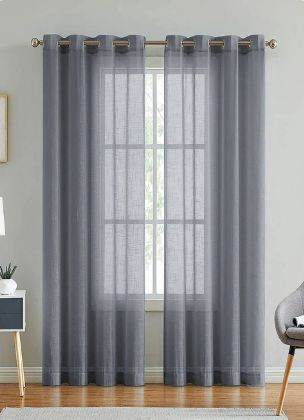 Grey Net Tissue Sheer Curtain