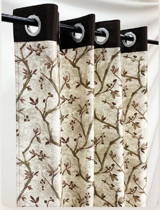 Polyester Swiss Leaflets Printed Curtain Window 5 Feet, Door 7 Feet, Long Door 9 Feet