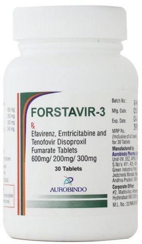 Forstavir 3 Tablet (emtricitabine(200mg) + Tenofovir(300mg) + Efavirenz(600mg) - Aurobindo)