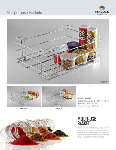 Polished Stainless Steel peacock Plain Basket for Kitchen