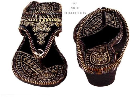 Velvet Vevet Ladies Embroidered Flat Sandal, Toe Shape : Open Toe